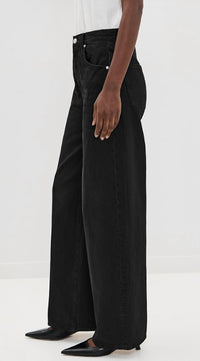 PISTOLA Tate High Rise Wide Leg Jeans in midnight hour - women's jeans - detail view