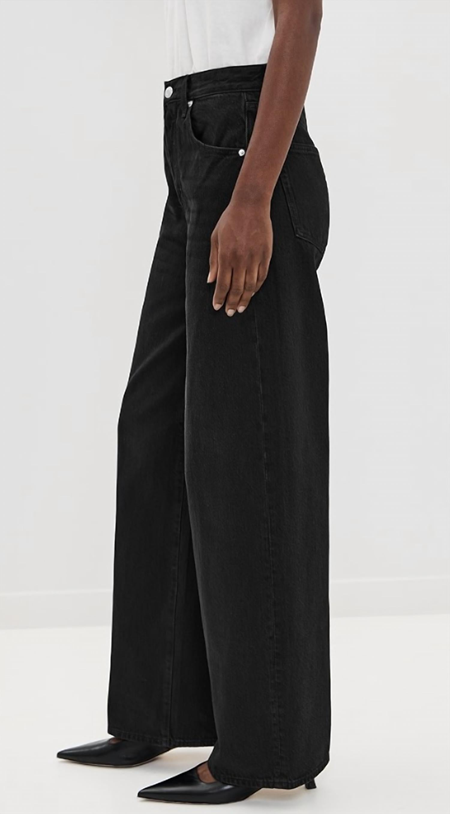 PISTOLA Tate High Rise Wide Leg Jeans in midnight hour - women's jeans - detail view