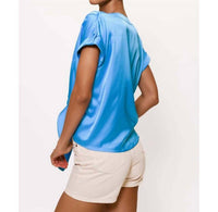 hutch Ricci Tie Front Top in turquoise - women's blouse - detail view