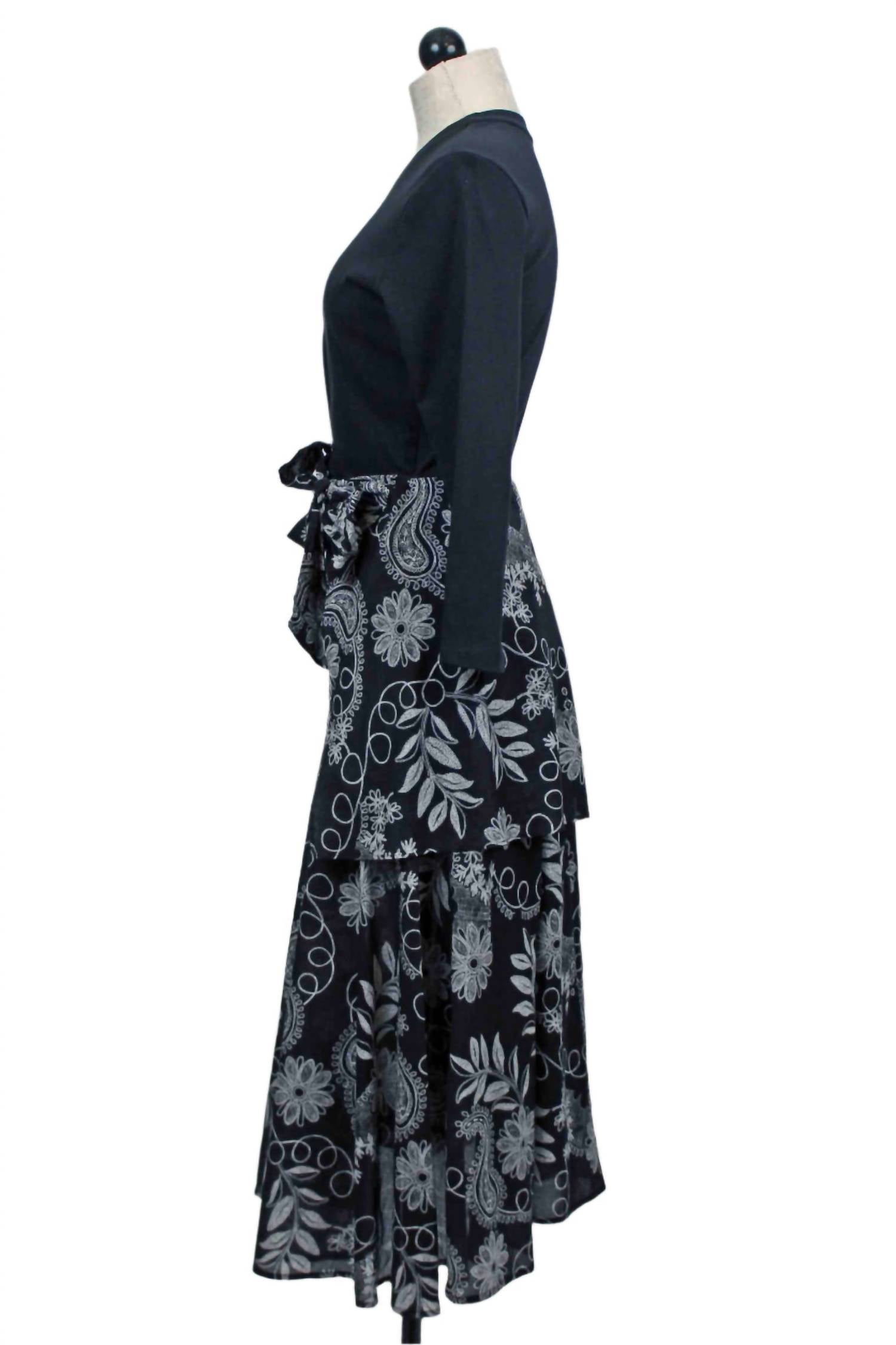 Johnny Was Women's Mixed Media Wrap Tie Dress in black - women's dress - view 4