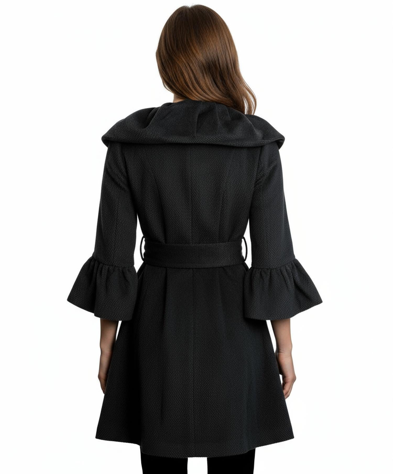 Ryu - Pintuck Detailed Double Button With Waist Tie Coat