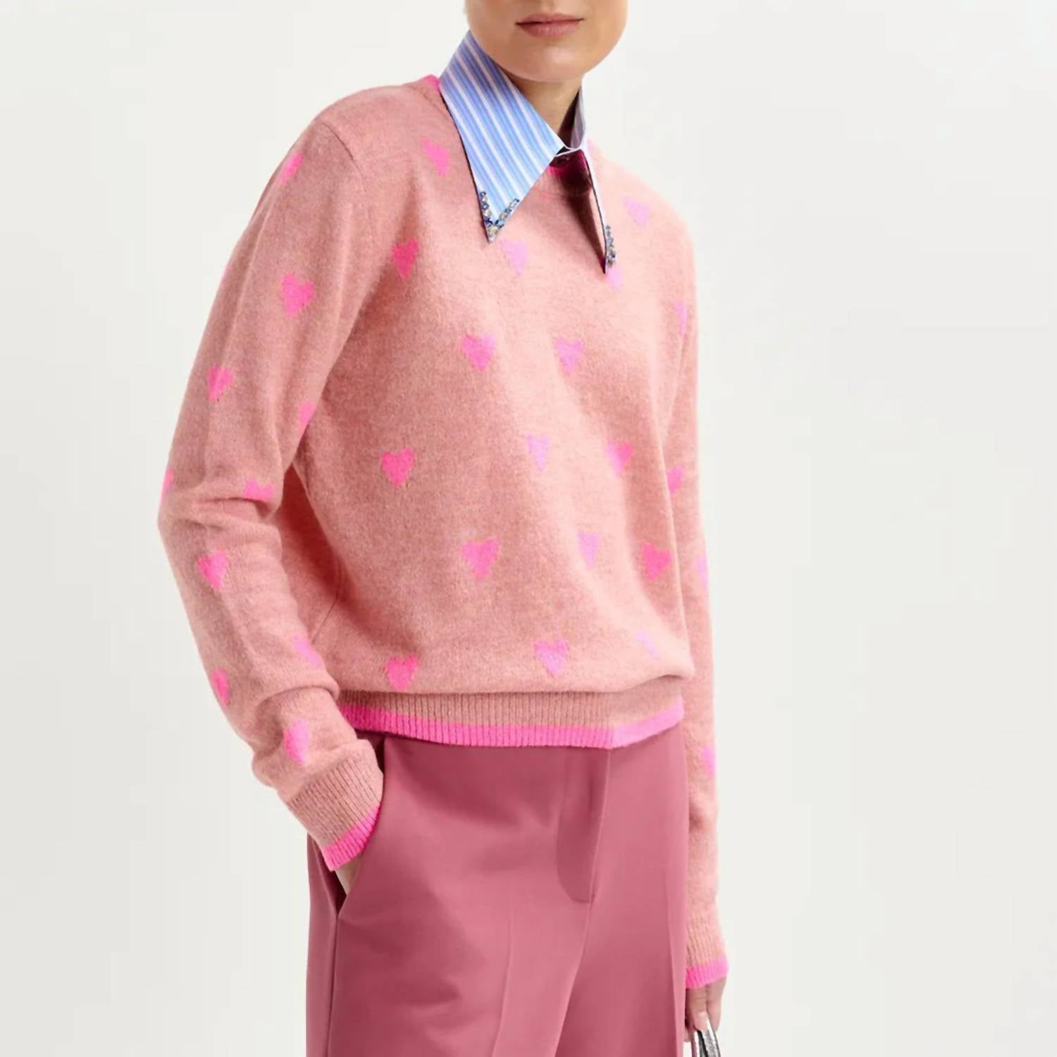 Essentiel Antwerp - Heart Intarsia Wool Blend Sweater