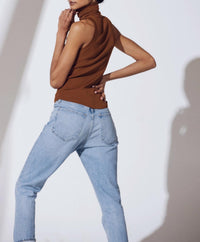 NOON RIBBED MODAL-BLEND JERSEY SLEEVELESS TURTLENECK TOP