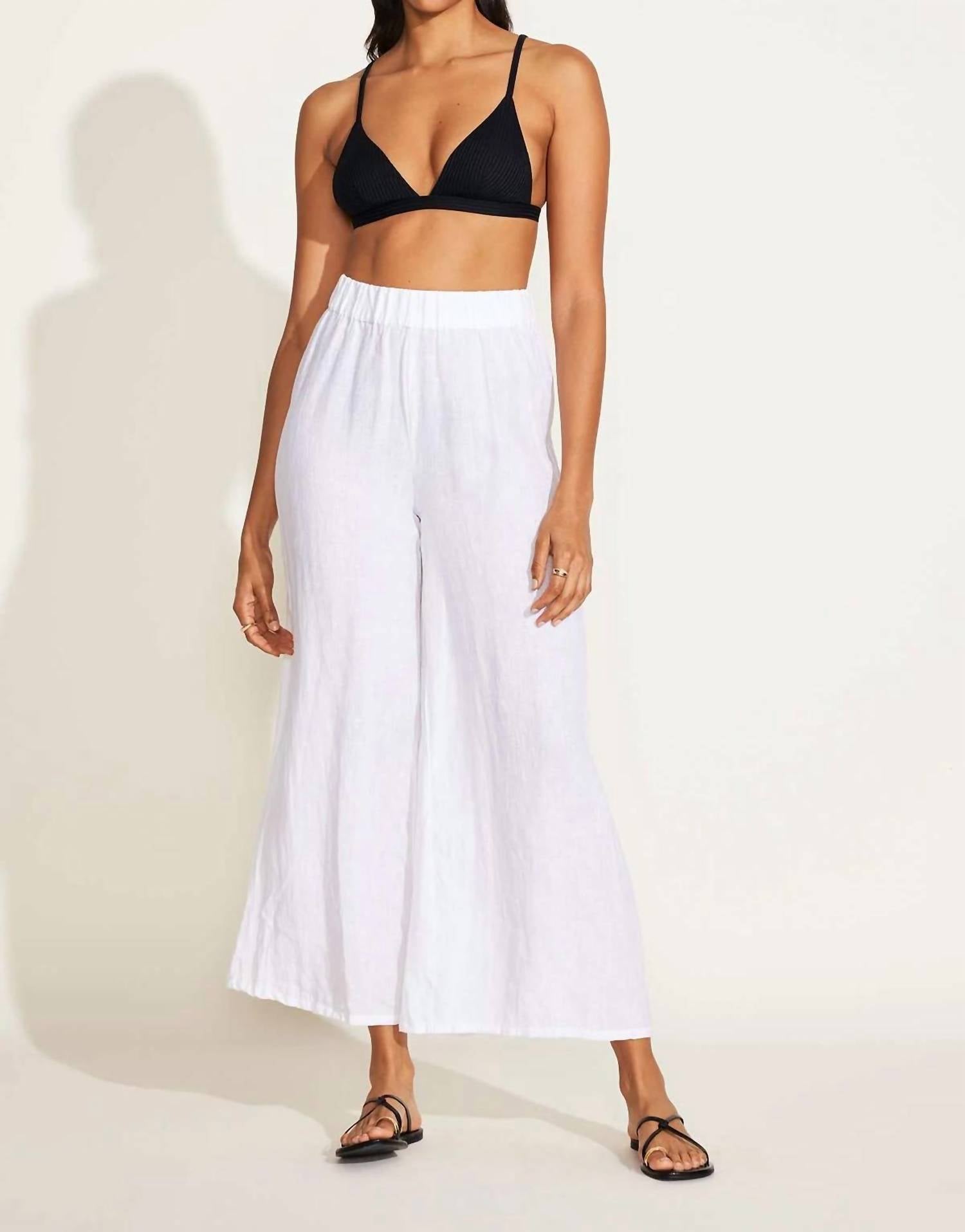 Vitamin A Tallows Linen Wide Leg Pant in white - women's pants
