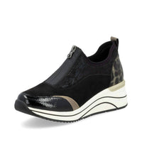Remonte Women's Wedge Sneaker in black bronze leopard - women's sneaker - alternate view