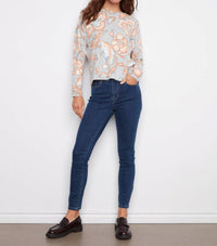 Charlie B - Crew Neck Printed Long Sleeve Sweater