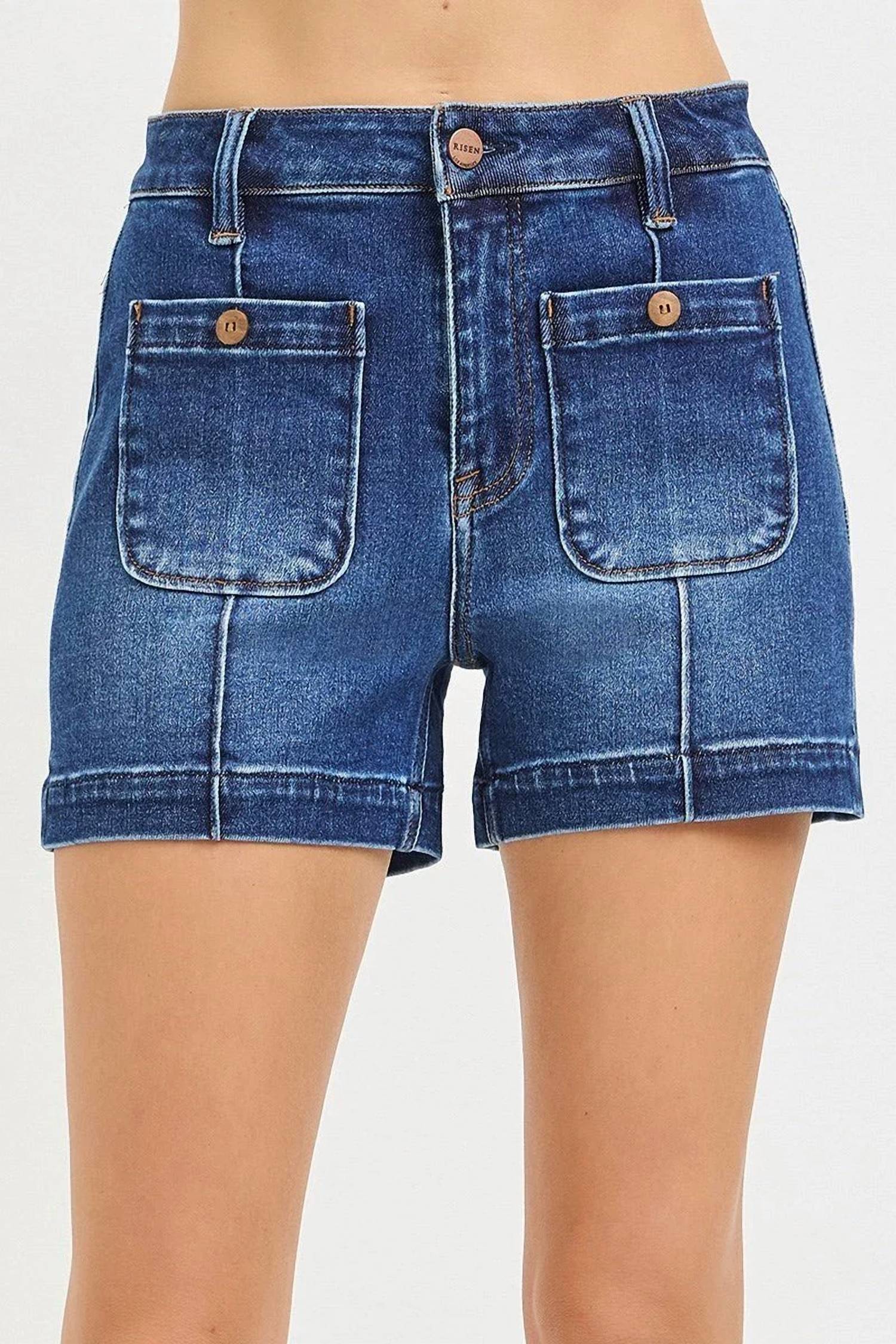Risen - Rizza Patch Pocket Denim Shorts