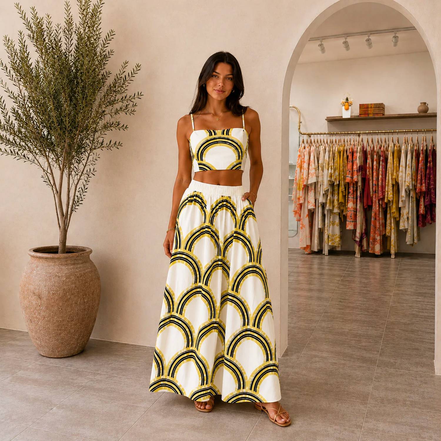 Mystery Resort - Golden Horizon Maxi Skirt Set