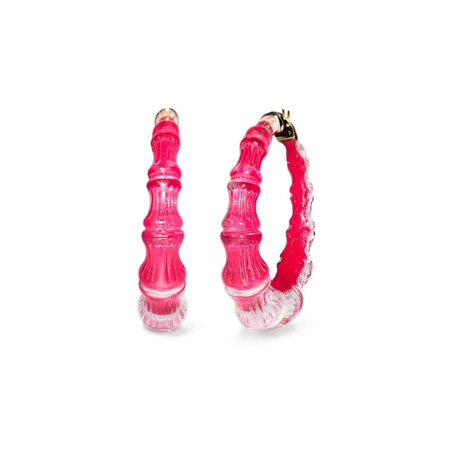 Gold & Honey - Women's Bamboo Illusion Lucite Hoop Earrings