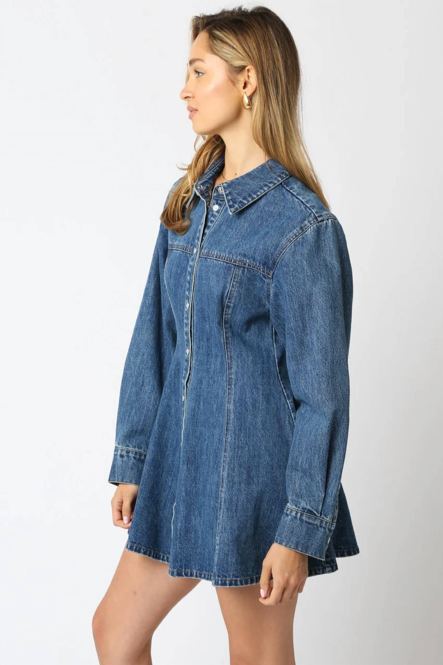 Olivaceous - Alyn Collared Button Up Dress