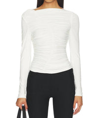 Madison the Label Lorena Top in white - women's long sleeve top