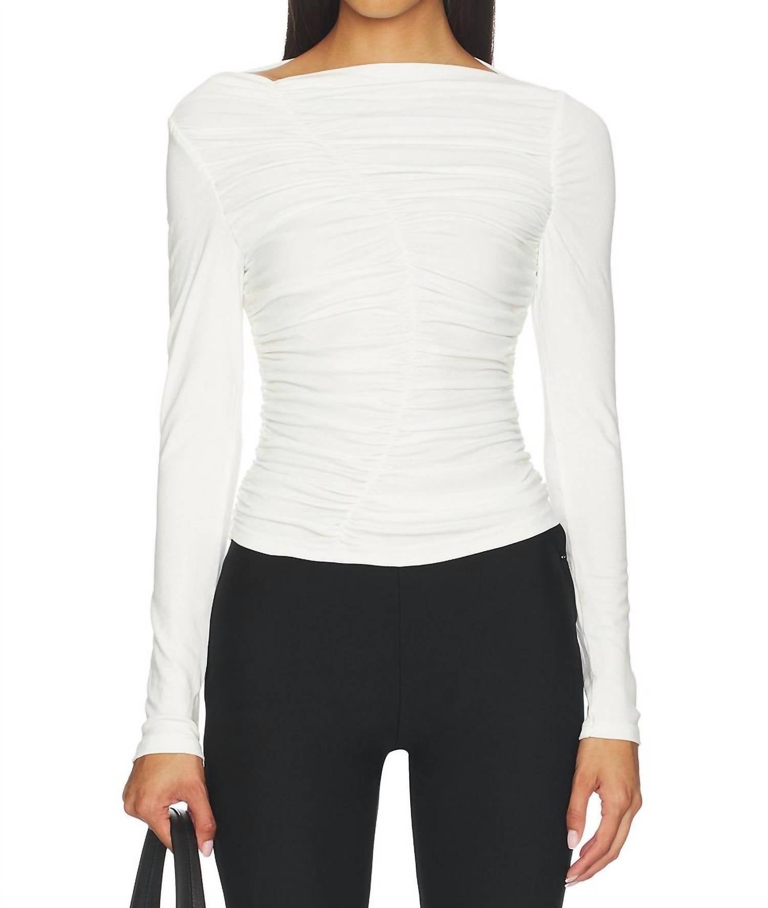Madison the Label Lorena Top in white - women's long sleeve top