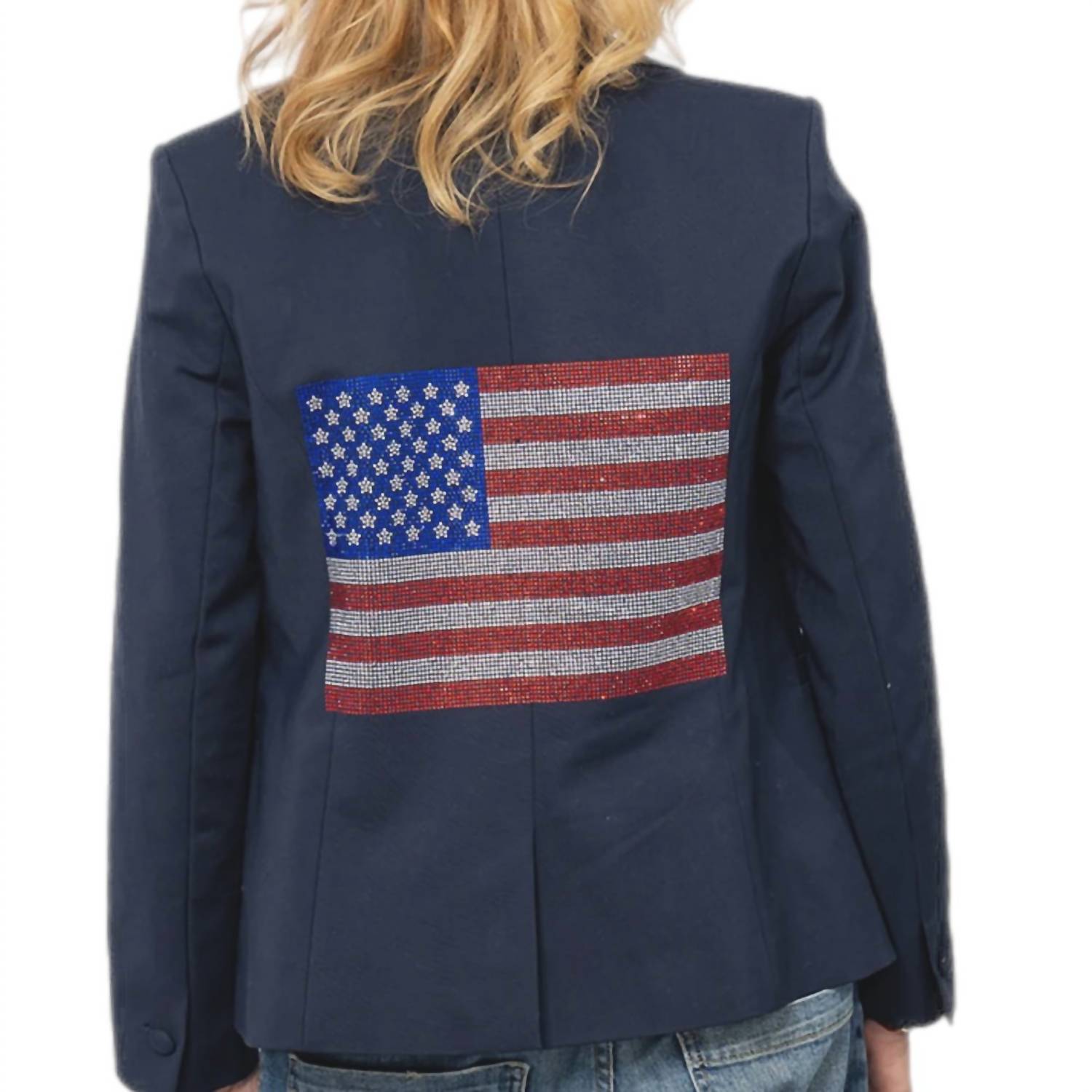 Hipchik - Crystal Usa Flag Sleeve Blazer