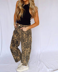 So Me - Animal Print Barrel Jeans
