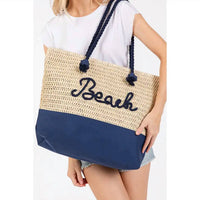 3Am By H&D Accessories - Women's Crochet & Color-sewn Rope Beach Tote Bag