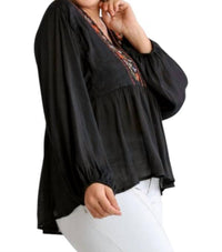 Umgee - Floral Embroidered Top - PLUS