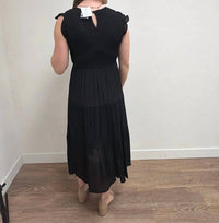 Blu Pepper - Tiered Smocked Short Sleeve Midi Dress