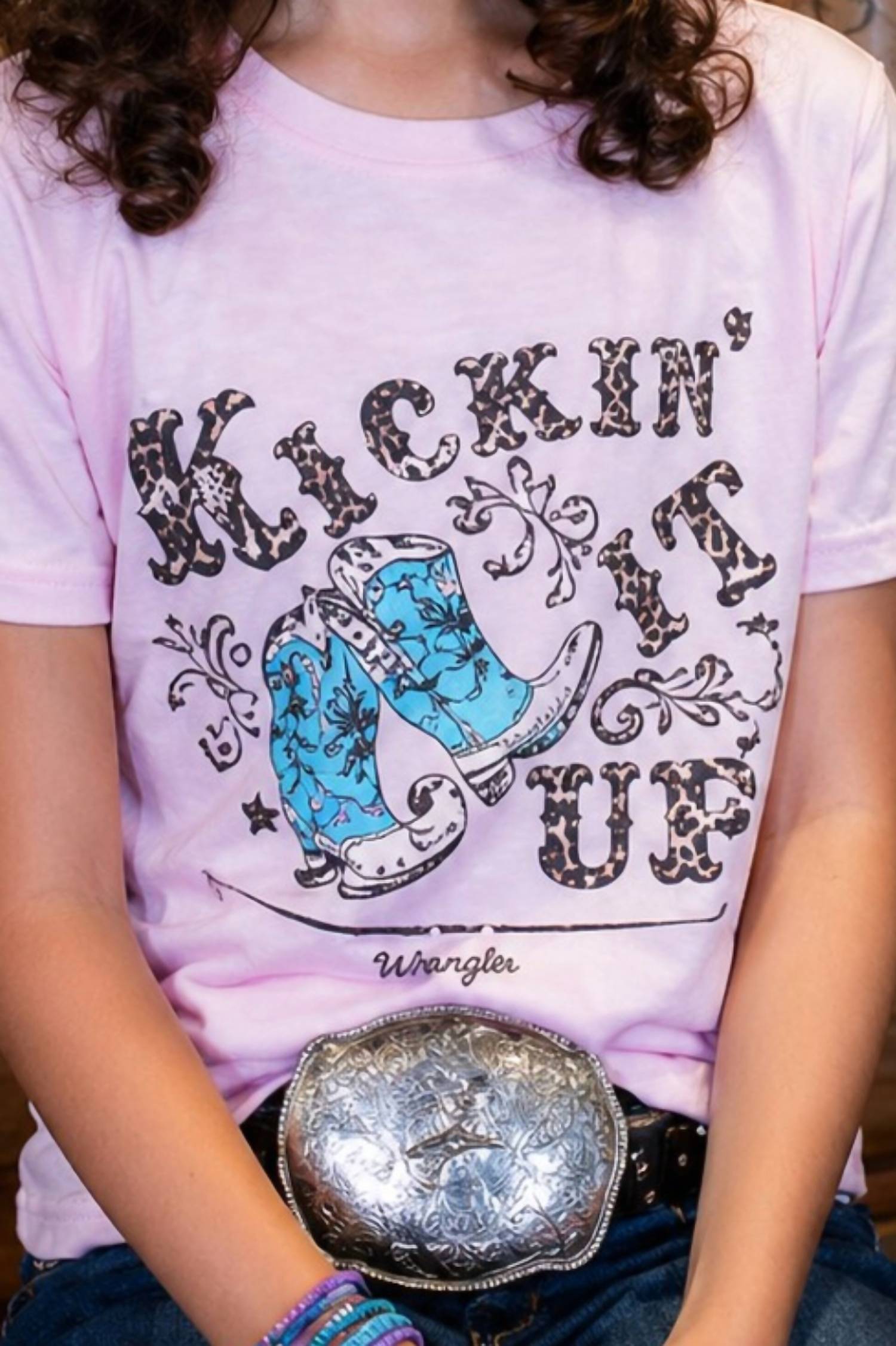 Cowgirl Justice Girls Kickin' It Up Tee in pink - kids' t-shirt - alternate view