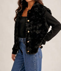 Hem & Thread - Knit Sleeve Fur Jacket