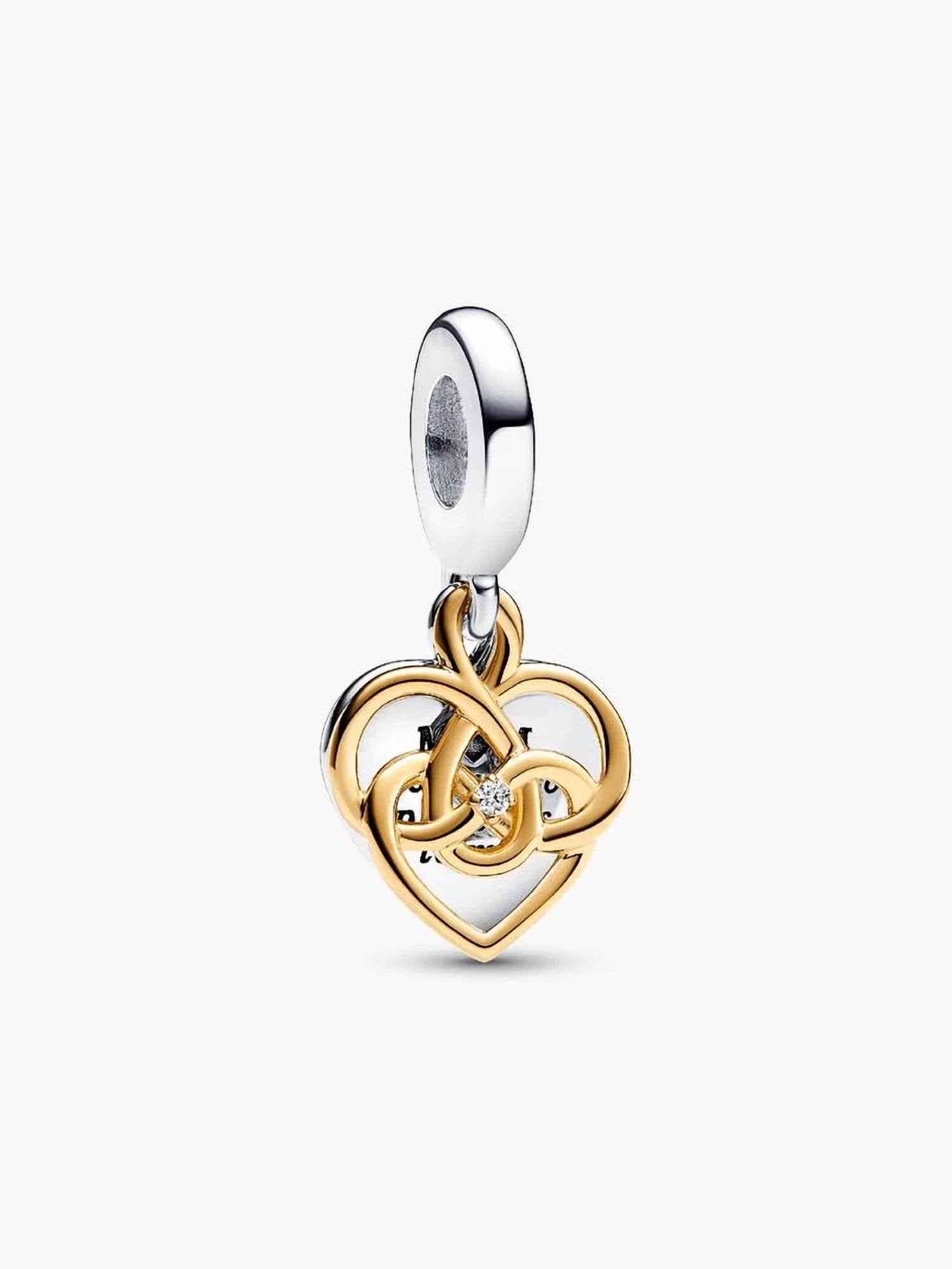 Pandora - Mom Lab-grown Diamond Engravable Double Dangle Charm