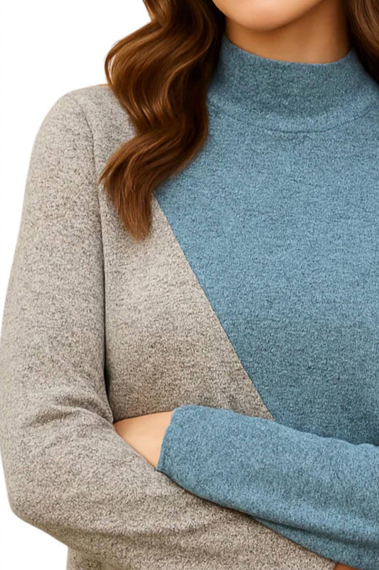 French Kyss - Color Block Turtleneck Sweater