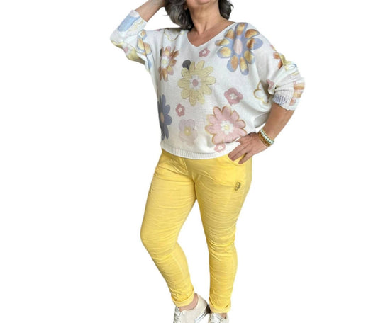 Made In Italy - Soft Bloom Fine Knit Top