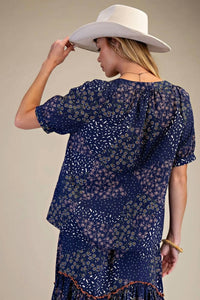 Easel - Round Neck Woven Top