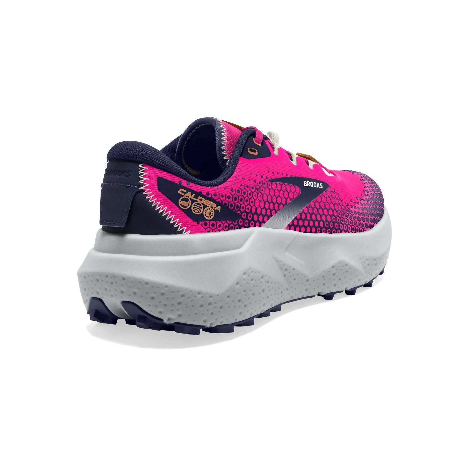 BROOKS Women's Caldera 6 Trail Running Shoes in pink glo peacoat marshmallow - men's shoe - alternate view