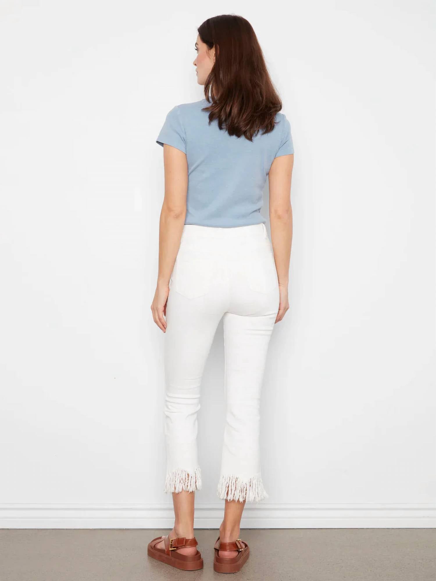 Charlie B - Cropped Fringed Hem Bootcut Jeans