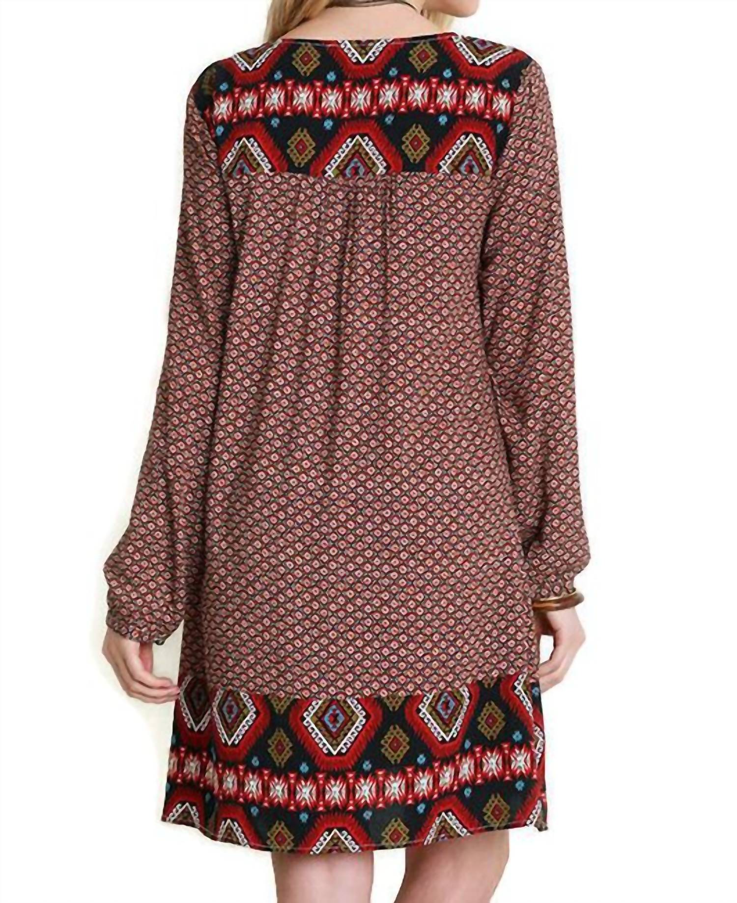 Umgee - Border Print Peasant Dress