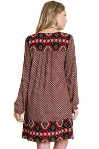 Umgee - Border Print Peasant Dress