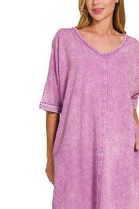 Zenana - Acid-washed French Terry Tee Shirts Dress
