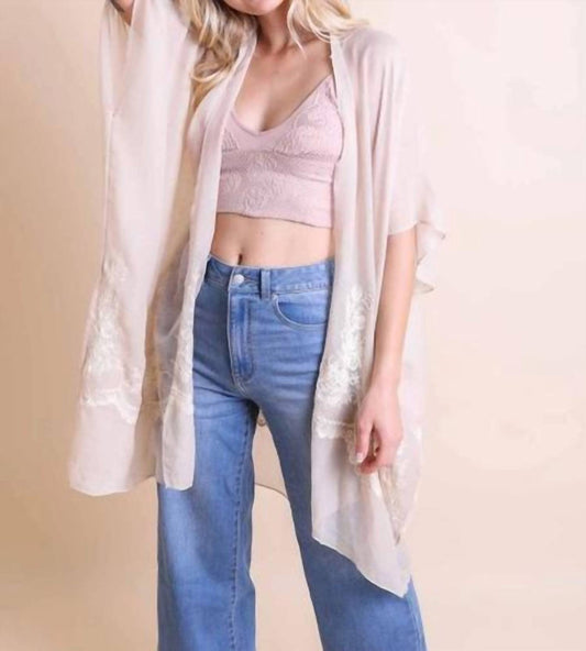 Leto - Lightweight Floral Embroidered Tassels Boho Festival Kimono Wrap