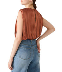 STEVE MADDEN Milana Satin Bubble Top With Shoulder Pads - women's blouse - detail view