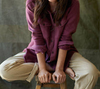 Outerknown Women's Chroma Blanket Shirt in plum - women's shirt - detail view