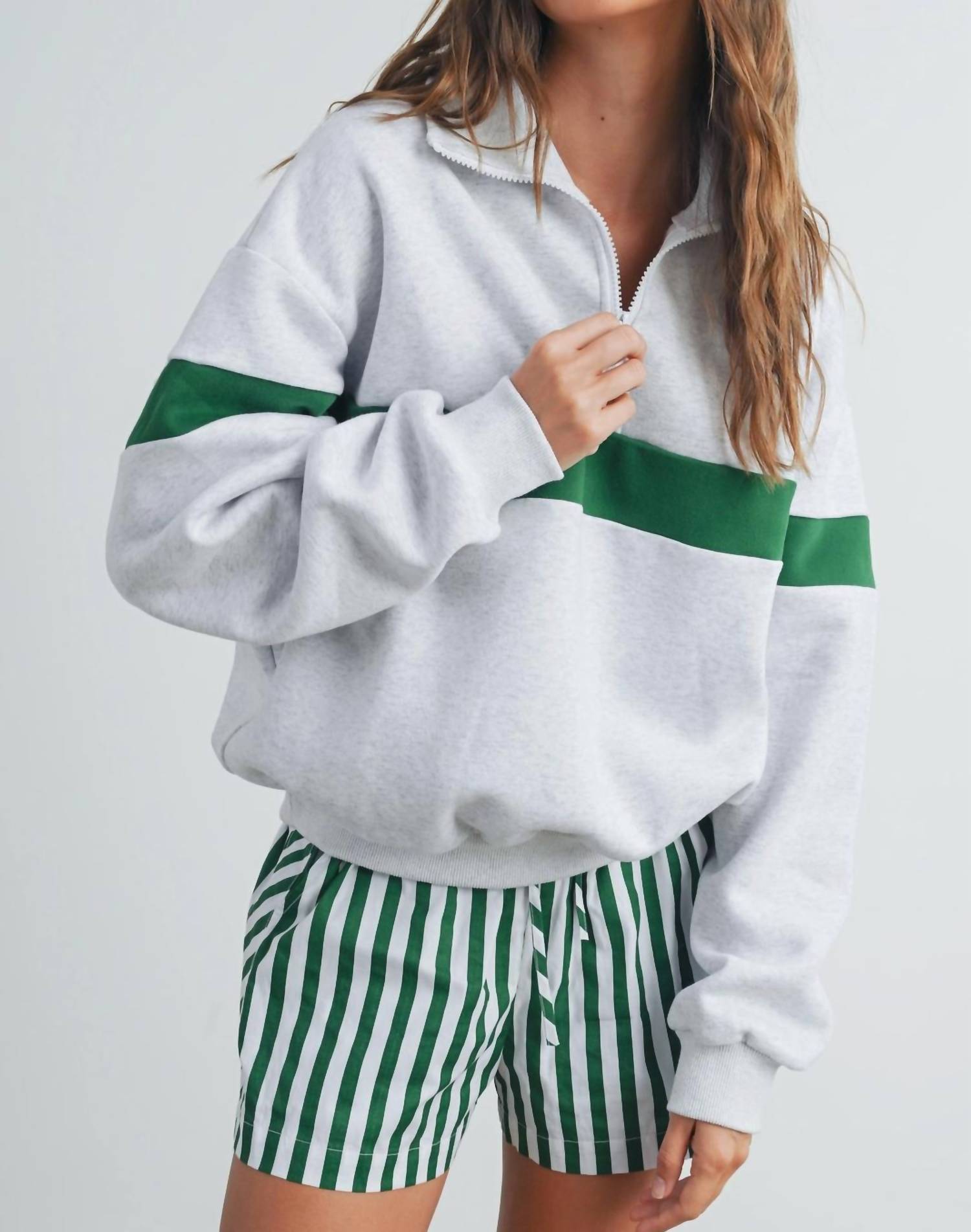 Buttermelon Sideline Half Zip Sweatshirt in grey - women's top - view 4