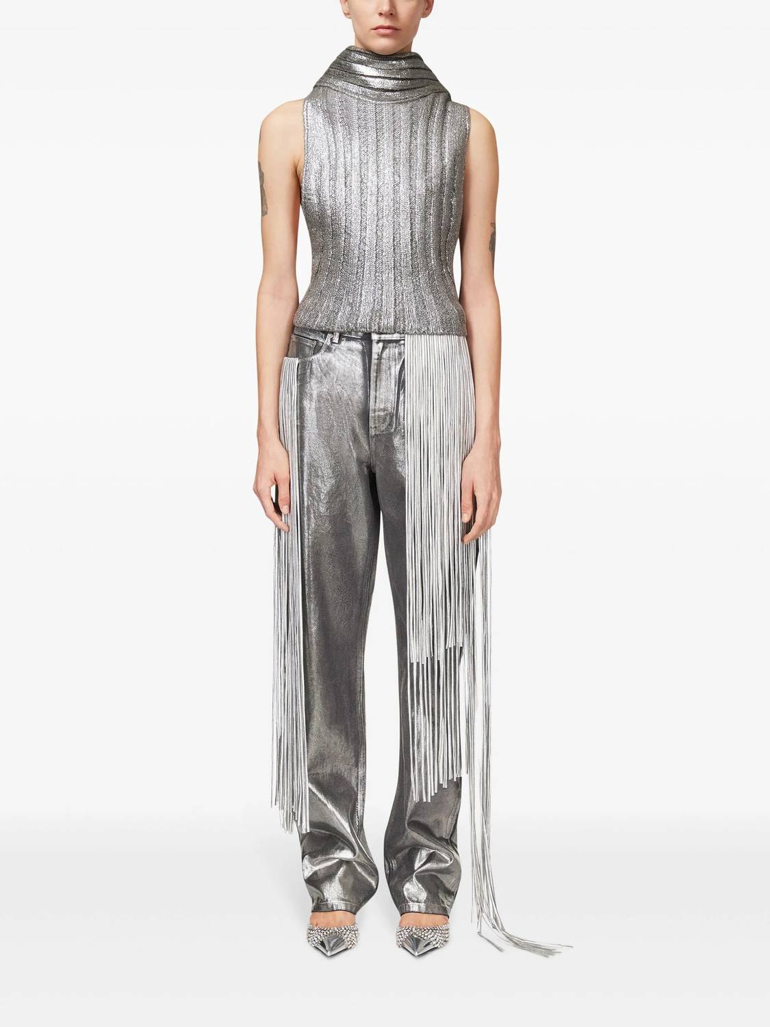 Area - Metallic Fringe Straight Leg Jean