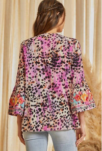 Savanna Jane Animal Print Rayon Top in magenta haze - women's blouse - view 4