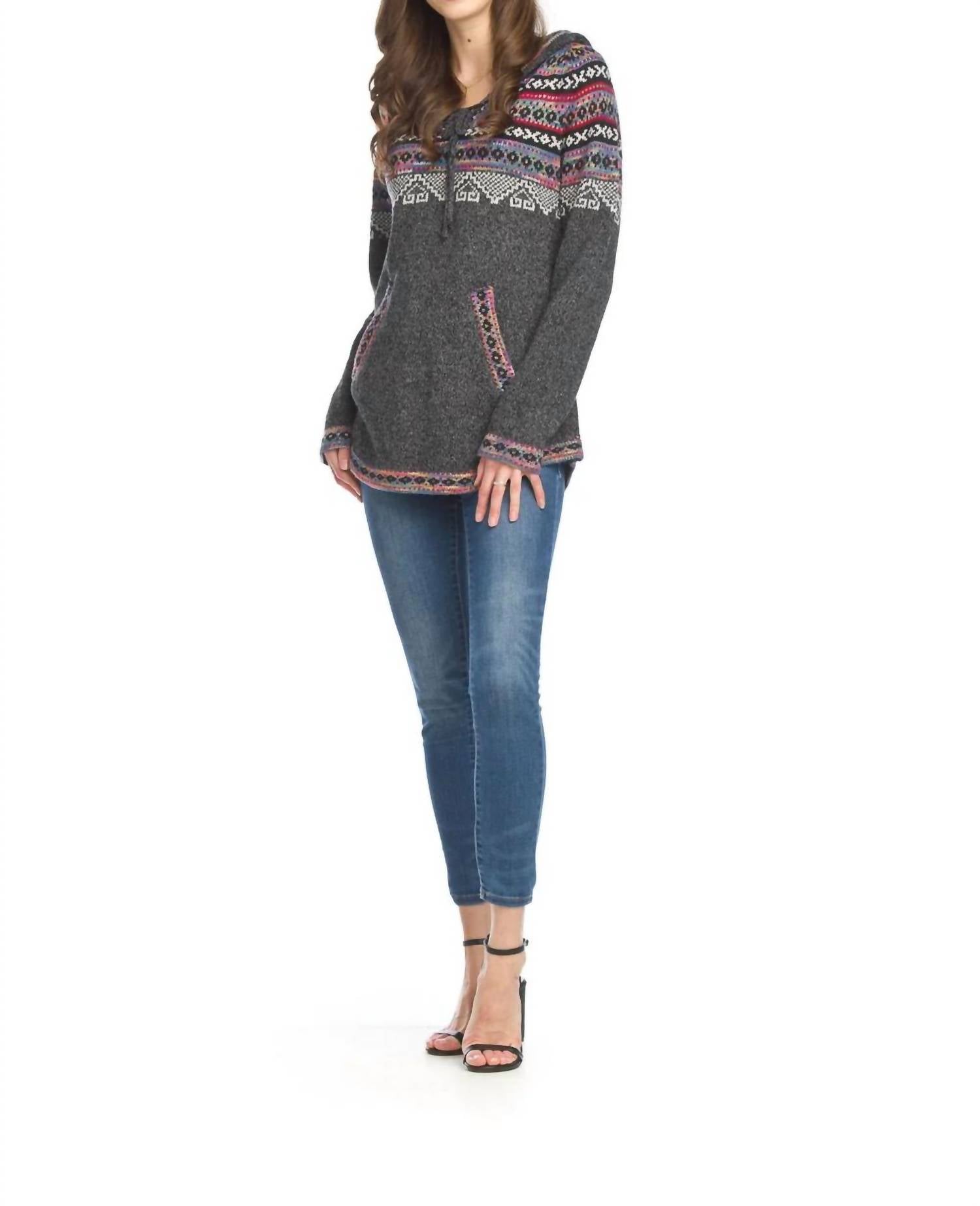 Papillon - Fairisle Print Pullover Sweater With Hood