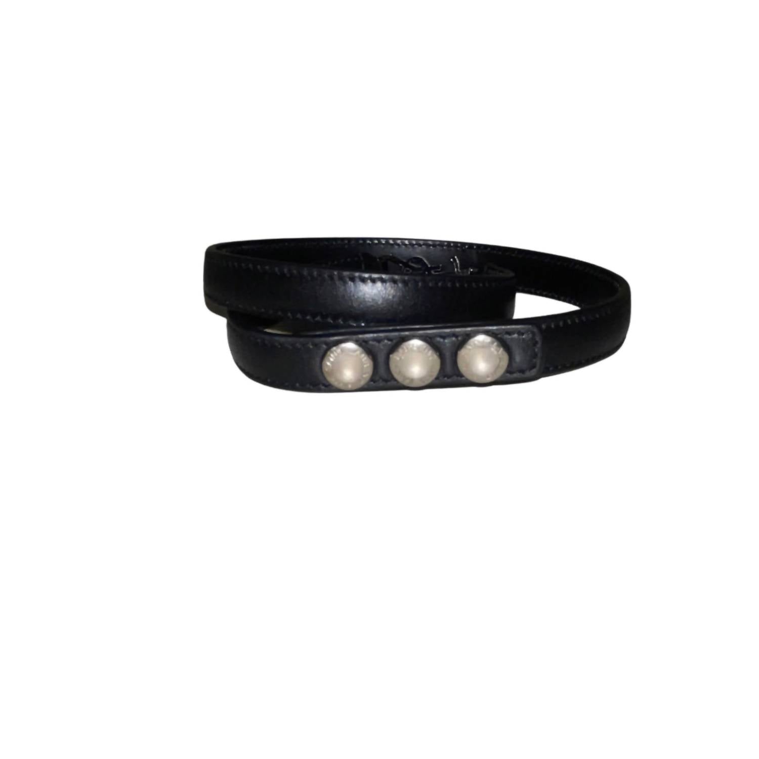Saint Laurent - Women's Monogram Logo Leather Wrap Snap Bracelet