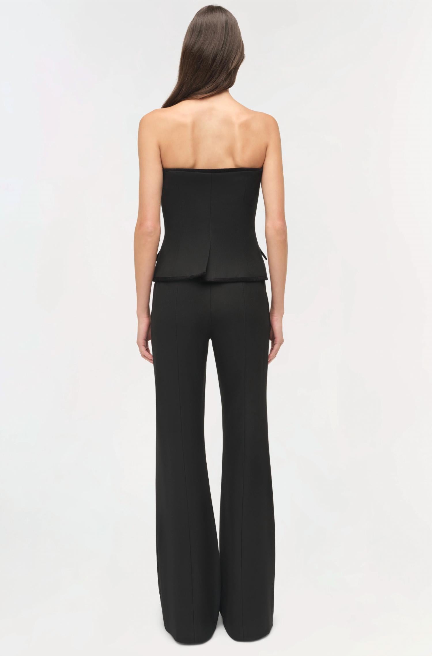 SIMKHAI Cambrie Velvet Trimmed Bustier Top in black - women's blouse - alternate view
