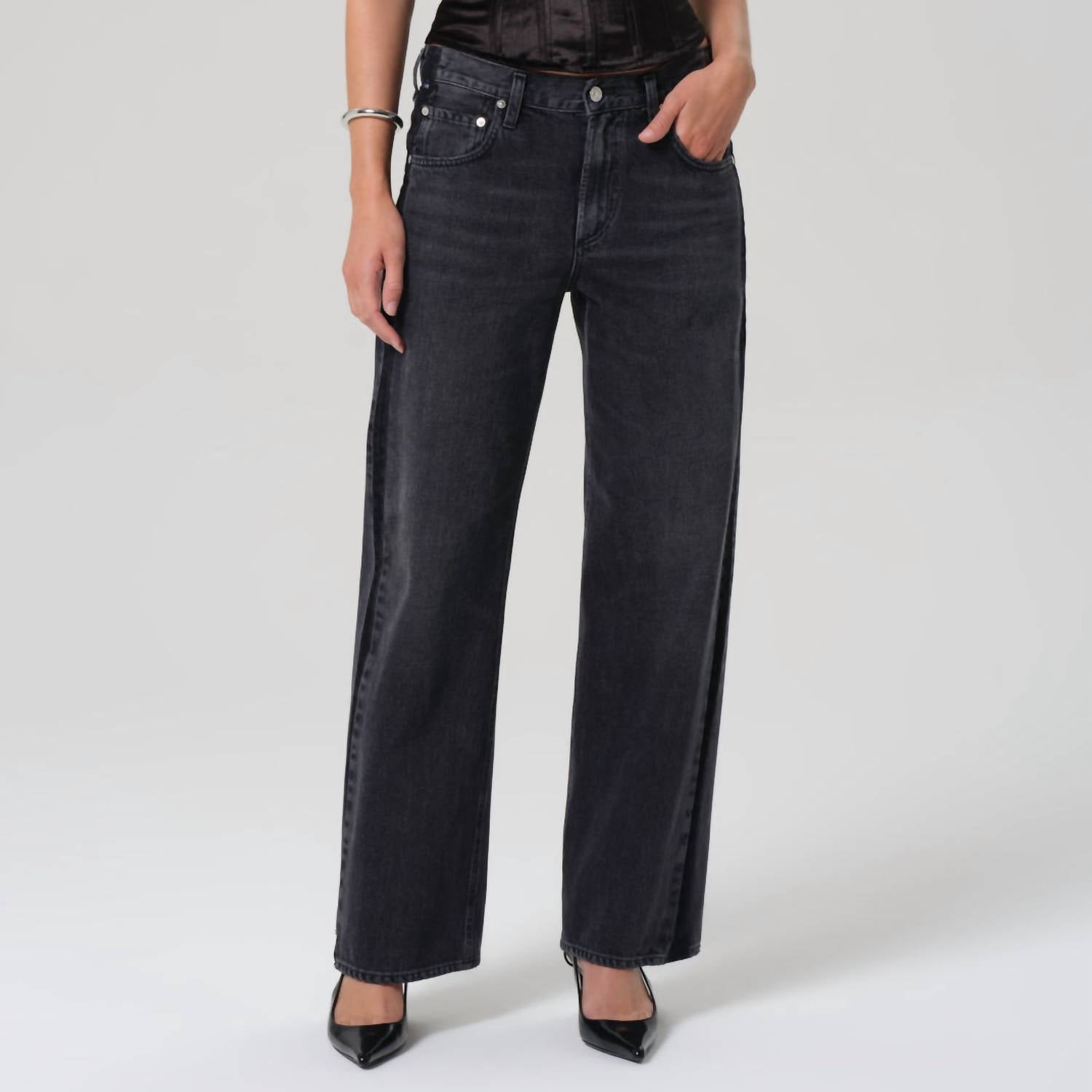 Citizens Of Humanity - Lindz Low Rise Jeans With Tuxedo Stripe Kuro