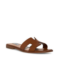 STEVE MADDEN Women's Haydn Leather Sandal in cognac - women's flats
