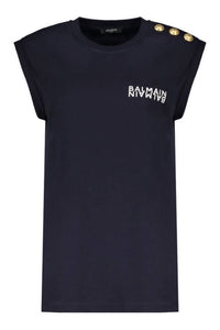 Balmain - Women's Cotton Sleeveless Logo Tank Shirt