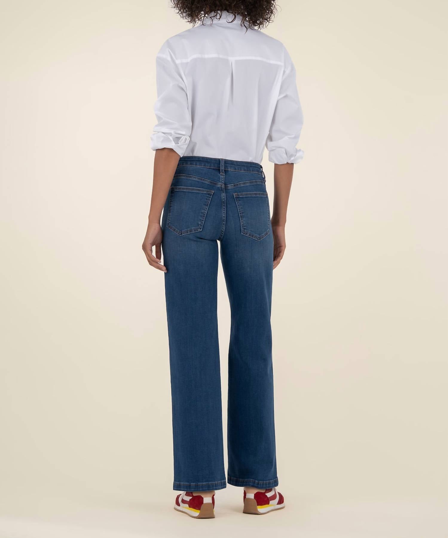Kut From The Kloth - High Rise Wide Front Seam Patch Front Pockets Jean