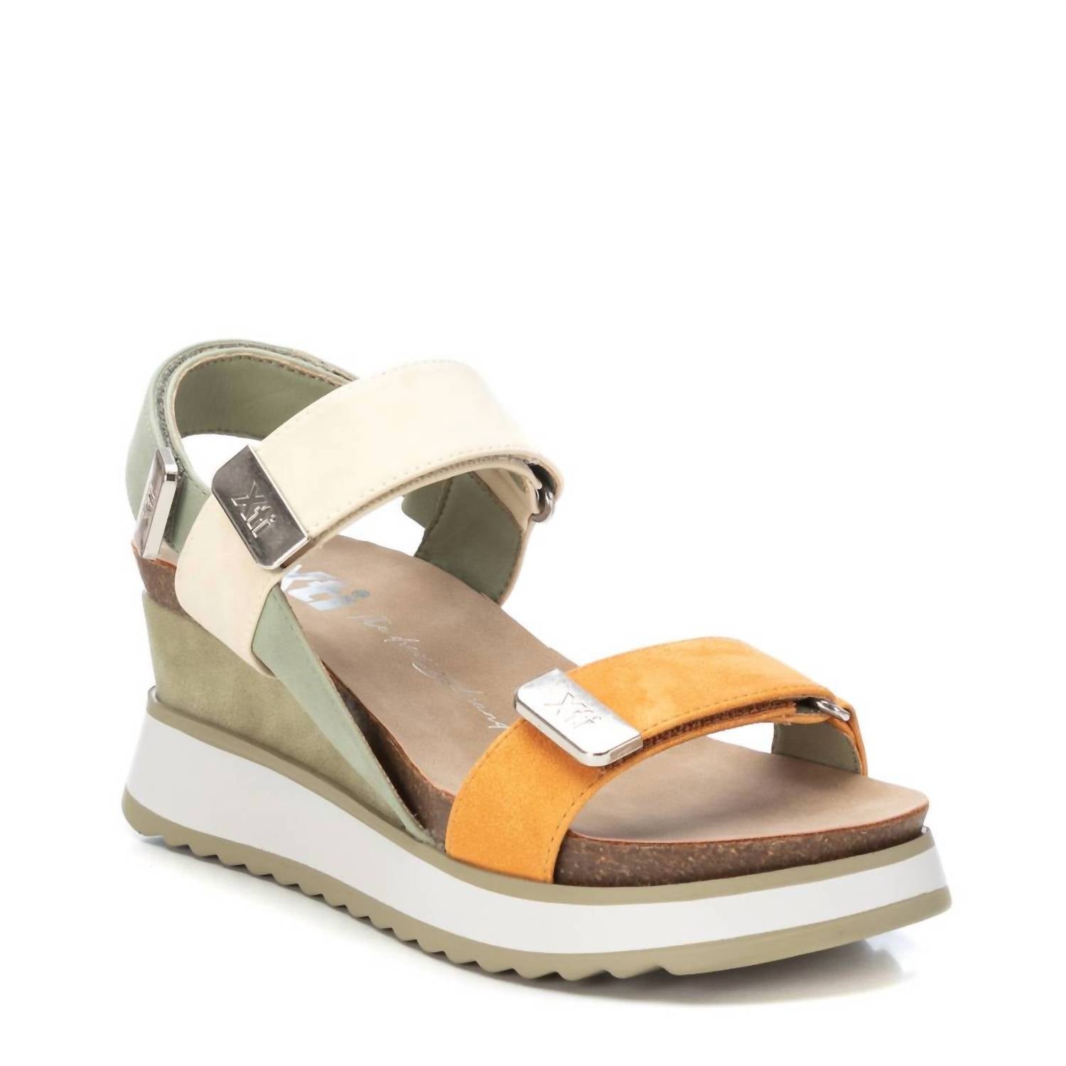 Xti Women's Wedge Strap Sandals in khaki - women's sandal - detail view