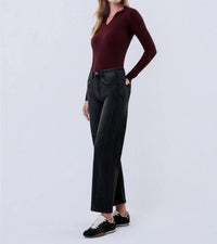 FLYING MONKEY High Rise Ankle Barrel Leg Jean in black - women's jeans - detail view