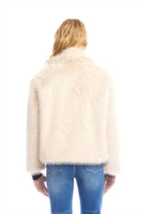 Karen Kane Cropped Faux Fur Jacket in stone - women's jacket - view 5