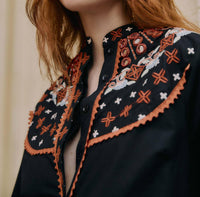 Farm Rio - Embroidered Button Front Blouse