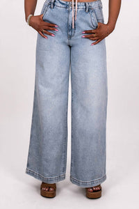 DAZE Kickback High-rise Palazzo Jean in hush - women's jeans